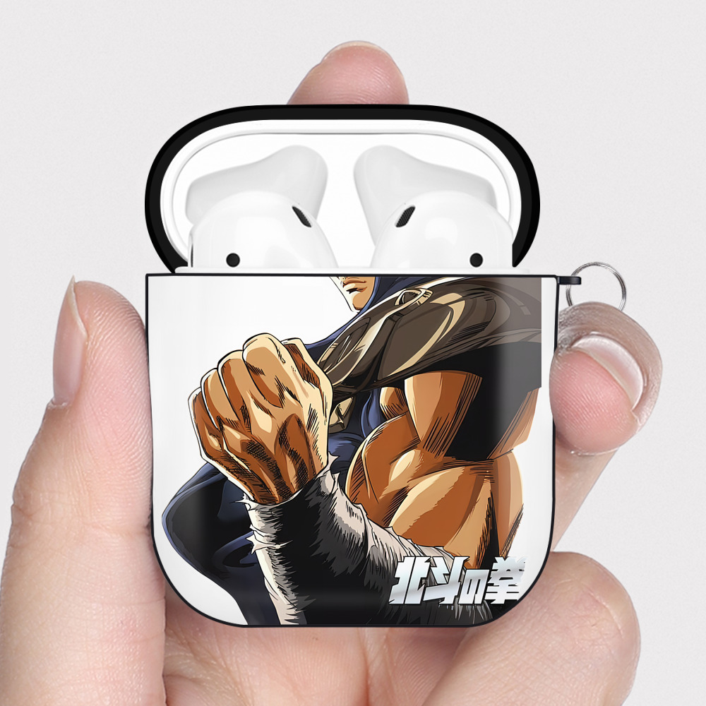 （画像用） 北斗の拳 Fist of the North Star AirPods 第2世代保護ケース ハードシェル ブラック 耐衝撃・防指紋・カラビナ付き