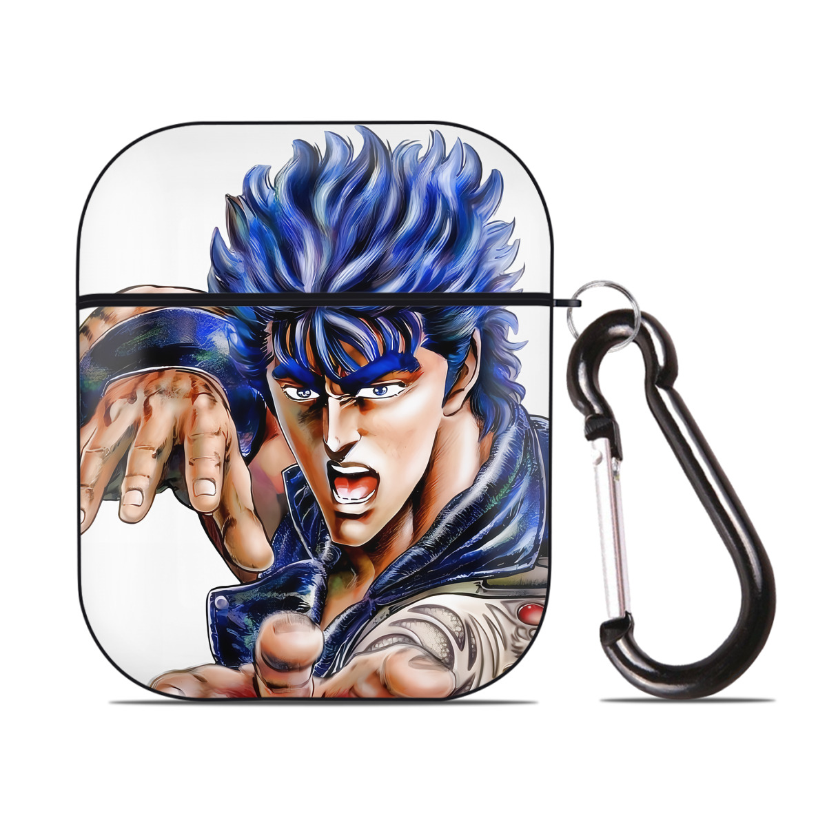 （画像用） 北斗の拳 Fist of the North Star AirPods 第2世代保護ケース ハードシェル ブラック 耐衝撃・防指紋・カラビナ付き