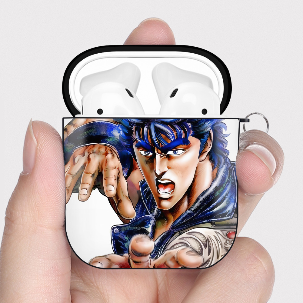 （画像用） 北斗の拳 Fist of the North Star AirPods 第2世代保護ケース ハードシェル ブラック 耐衝撃・防指紋・カラビナ付き