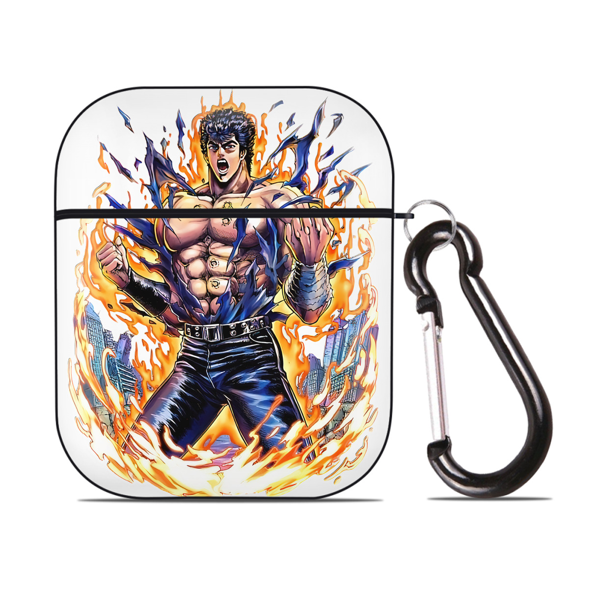 （画像用） 北斗の拳 Fist of the North Star AirPods 第2世代保護ケース ハードシェル ブラック 耐衝撃・防指紋・カラビナ付き