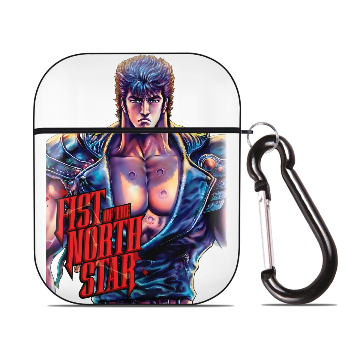（画像用） 北斗の拳 Fist of the North Star AirPods 第2世代保護ケース ハードシェル ブラック 耐衝撃・防指紋・カラビナ付き