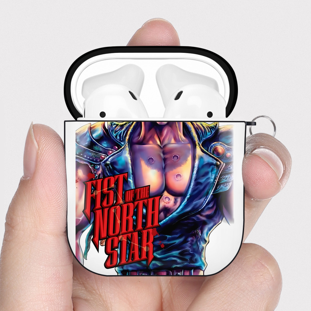 （画像用） 北斗の拳 Fist of the North Star AirPods 第2世代保護ケース ハードシェル ブラック 耐衝撃・防指紋・カラビナ付き