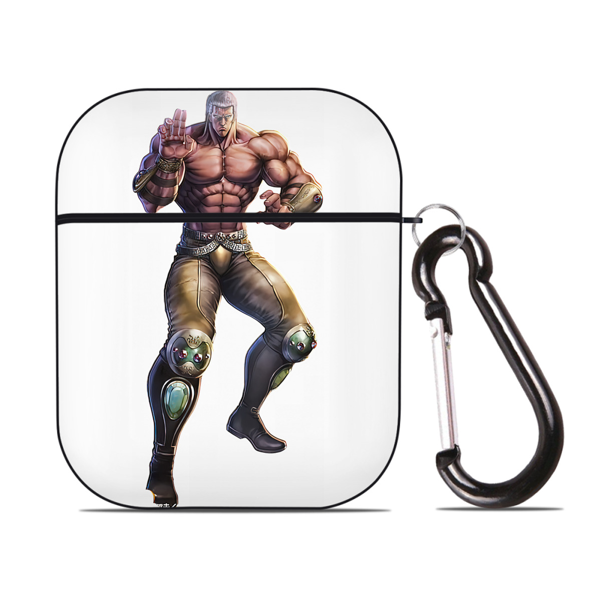 （画像用） 北斗の拳 Fist of the North Star AirPods 第2世代保護ケース ハードシェル ブラック 耐衝撃・防指紋・カラビナ付き