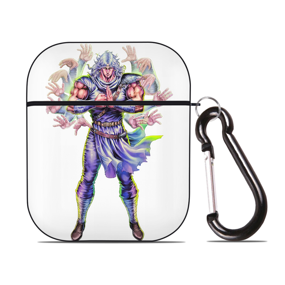 （画像用） 北斗の拳 Fist of the North Star AirPods 第2世代保護ケース ハードシェル ブラック 耐衝撃・防指紋・カラビナ付き