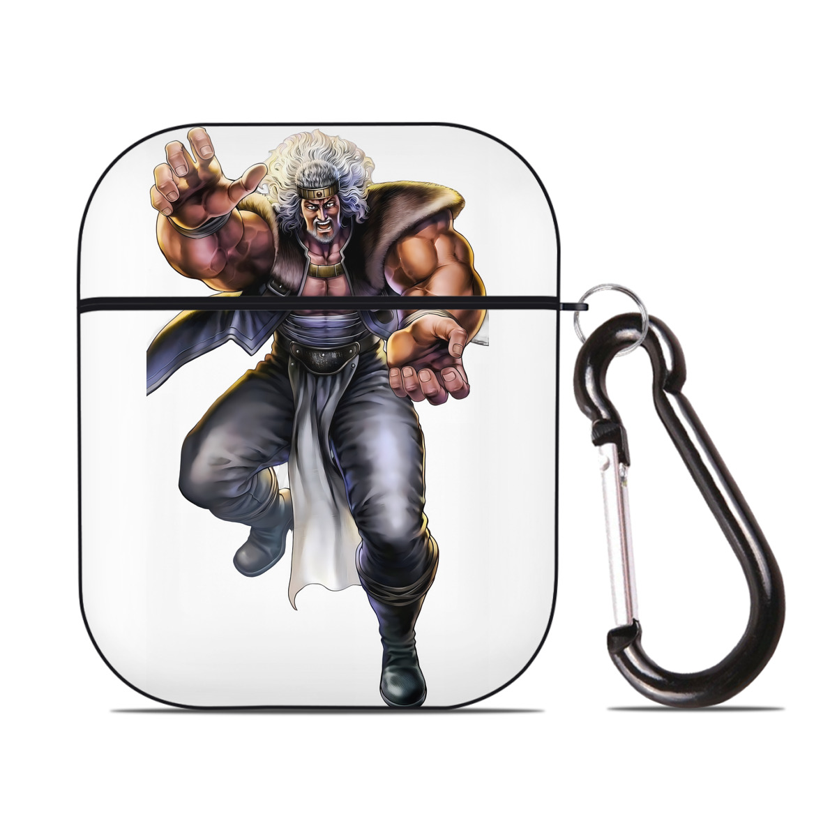 （画像用） 北斗の拳 Fist of the North Star AirPods 第2世代保護ケース ハードシェル ブラック 耐衝撃・防指紋・カラビナ付き