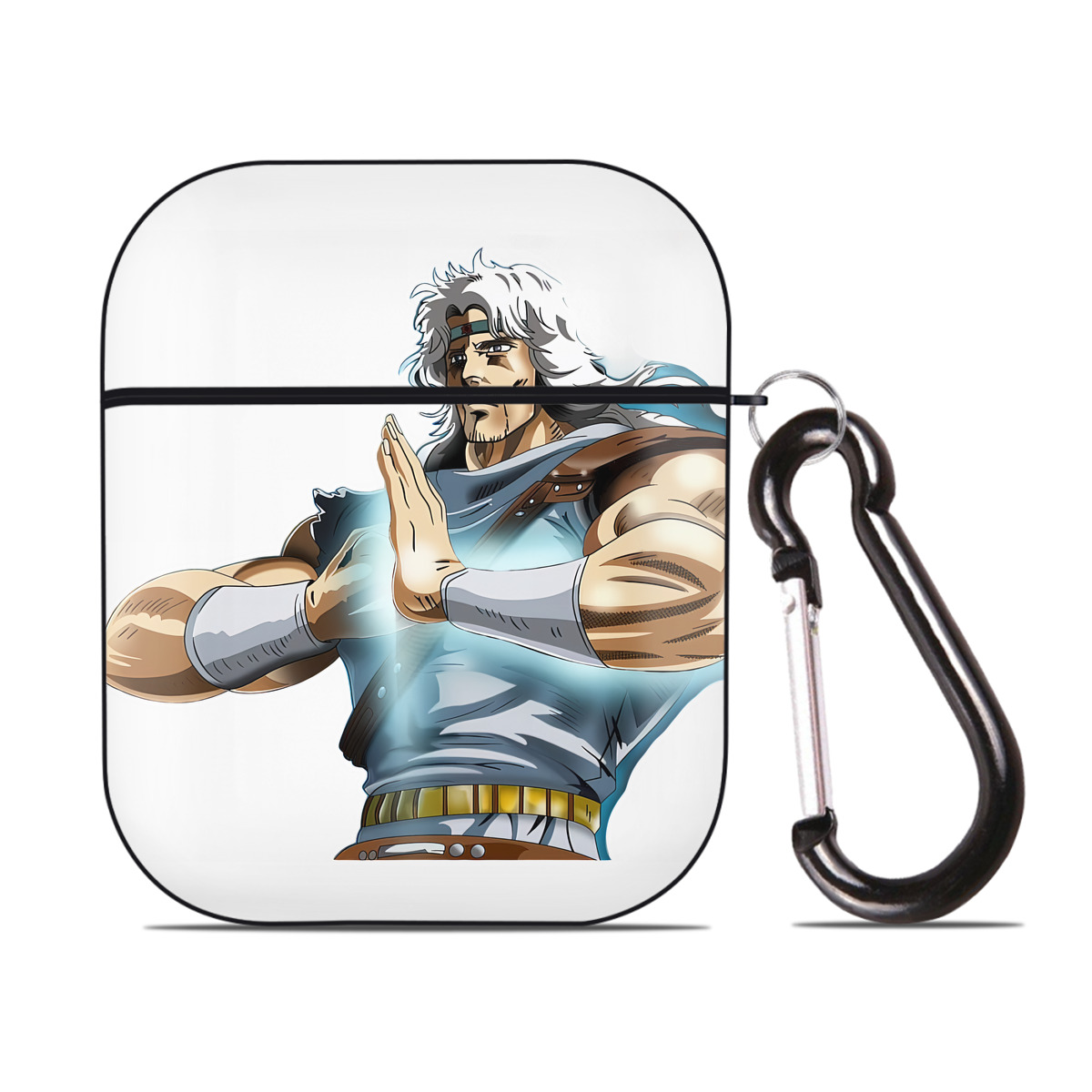 （画像用） 北斗の拳 Fist of the North Star AirPods 第2世代保護ケース ハードシェル ブラック 耐衝撃・防指紋・カラビナ付き