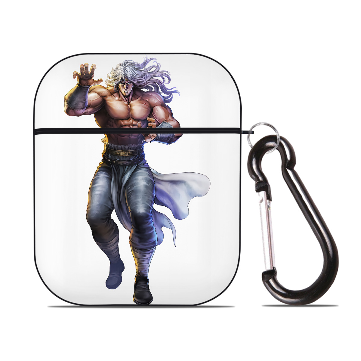 （画像用） 北斗の拳 Fist of the North Star AirPods 第2世代保護ケース ハードシェル ブラック 耐衝撃・防指紋・カラビナ付き