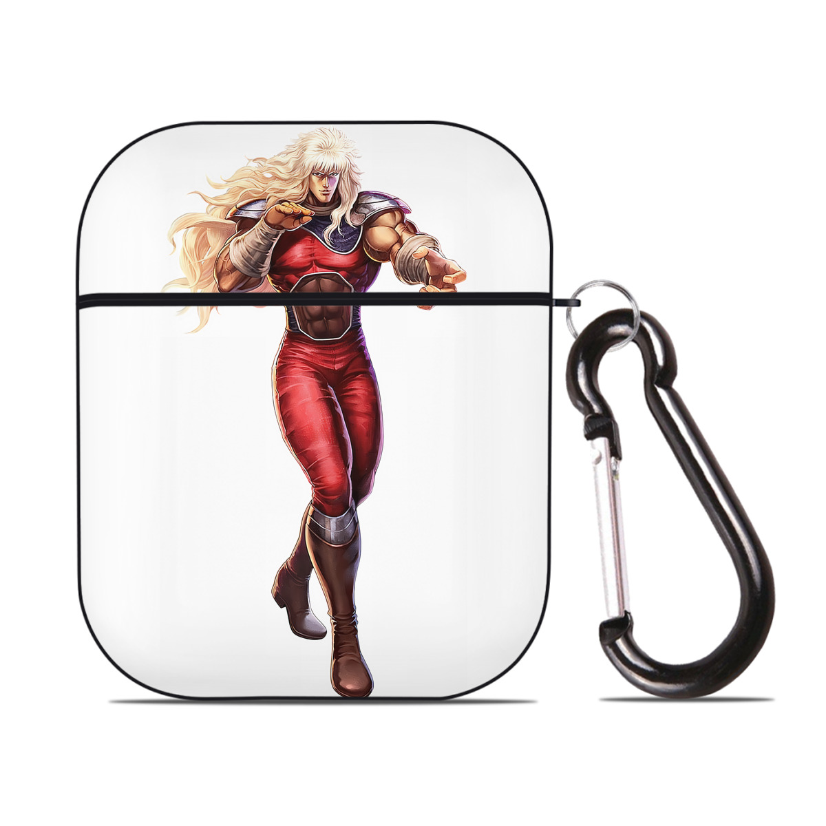 （画像用） 北斗の拳 Fist of the North Star AirPods 第2世代保護ケース ハードシェル ブラック 耐衝撃・防指紋・カラビナ付き