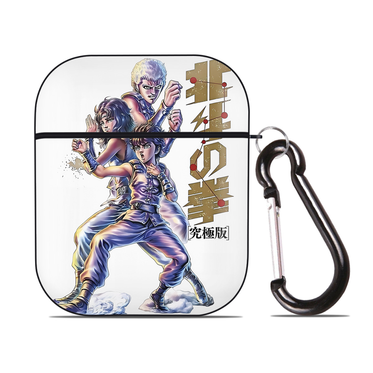 （画像用） 北斗の拳 Fist of the North Star AirPods 第2世代保護ケース ハードシェル ブラック 耐衝撃・防指紋・カラビナ付き