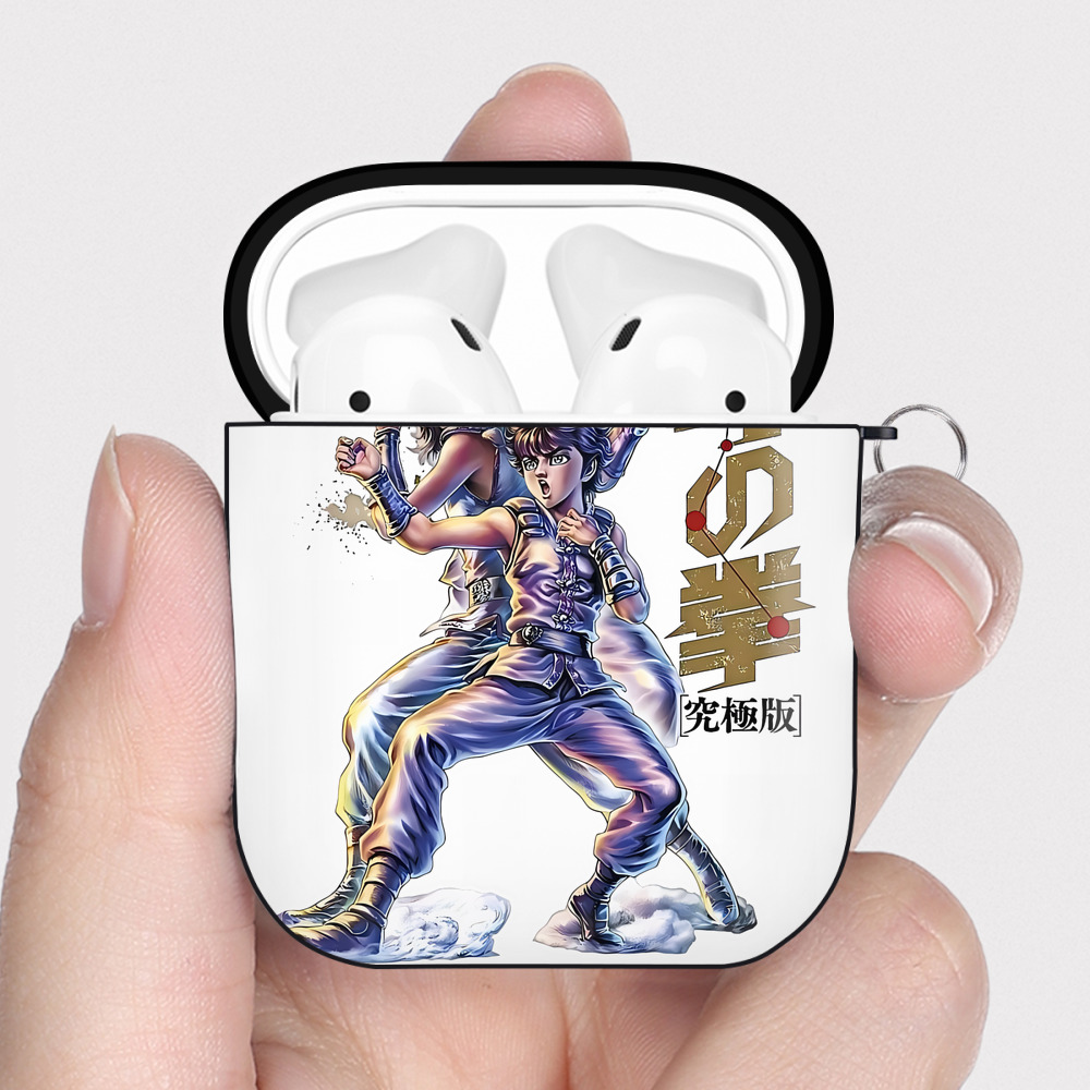 （画像用） 北斗の拳 Fist of the North Star AirPods 第2世代保護ケース ハードシェル ブラック 耐衝撃・防指紋・カラビナ付き