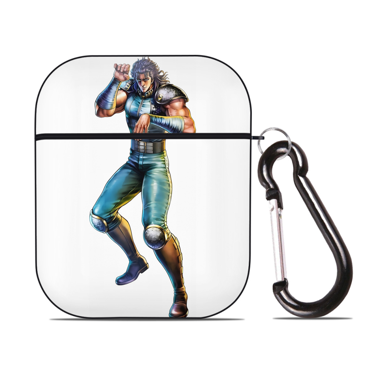 （画像用） 北斗の拳 Fist of the North Star AirPods 第2世代保護ケース ハードシェル ブラック 耐衝撃・防指紋・カラビナ付き