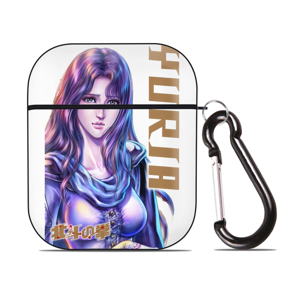 （画像用） 北斗の拳 Fist of the North Star AirPods 第2世代保護ケース ハードシェル ブラック 耐衝撃・防指紋・カラビナ付き