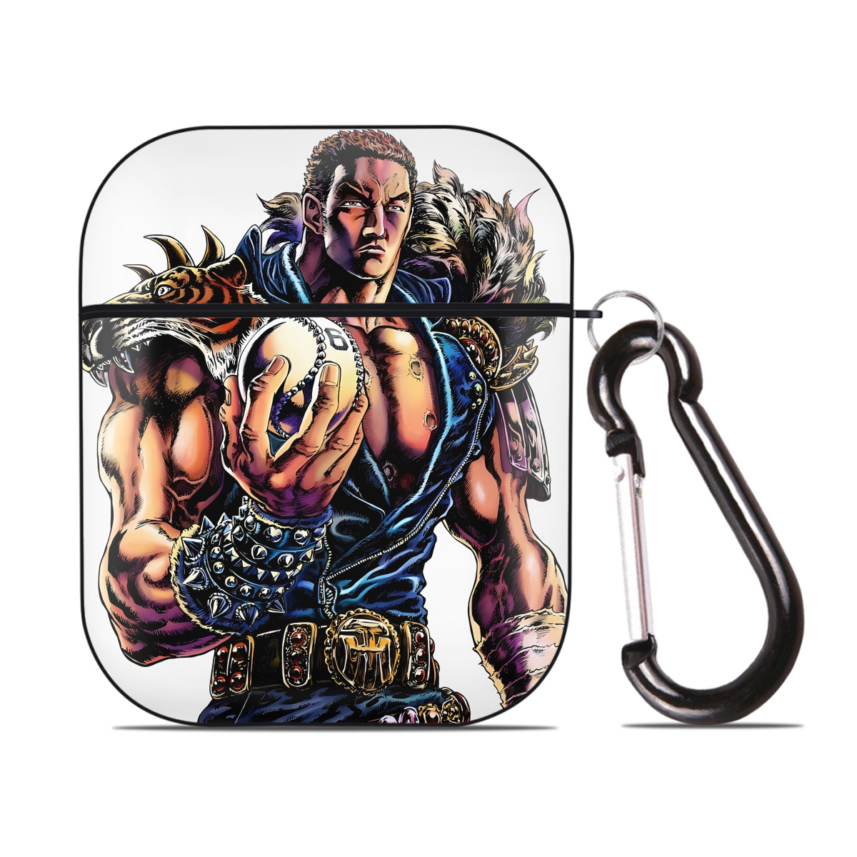 （画像用） 北斗の拳 Fist of the North Star AirPods 第2世代保護ケース ハードシェル ブラック 耐衝撃・防指紋・カラビナ付き