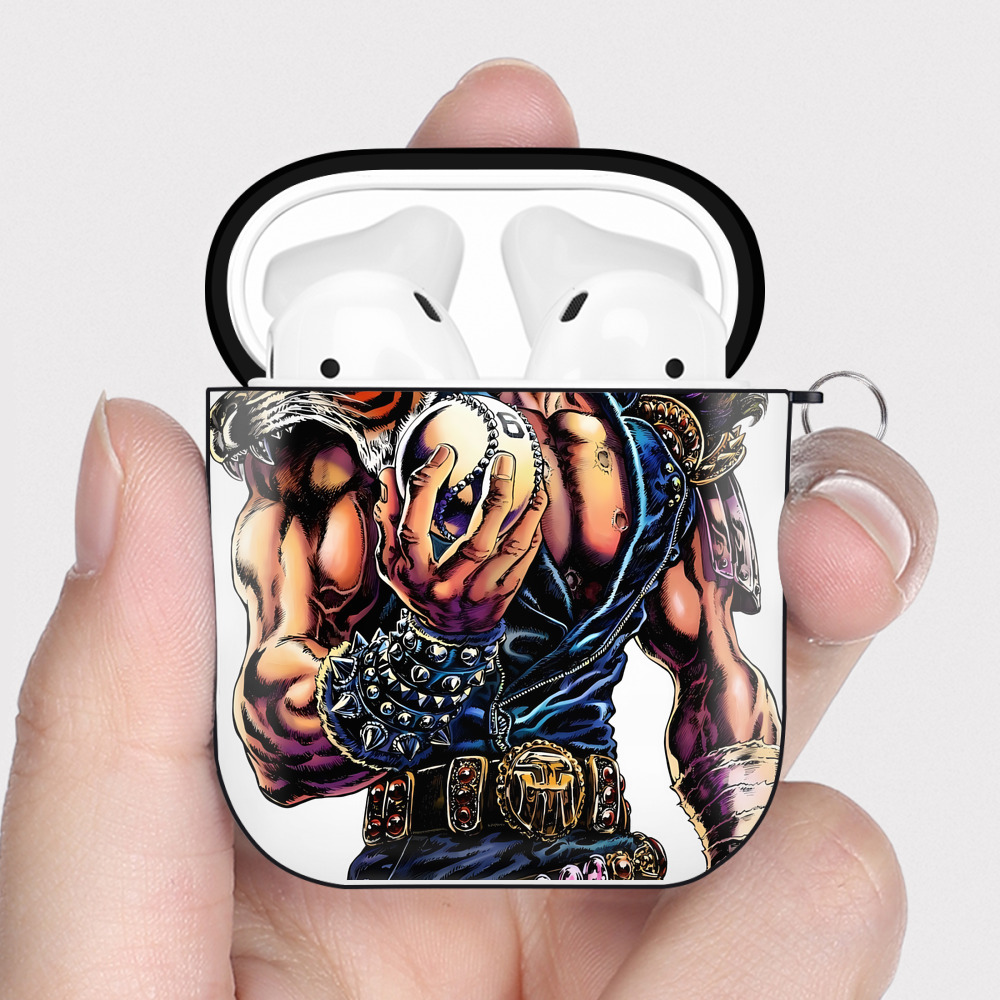 （画像用） 北斗の拳 Fist of the North Star AirPods 第2世代保護ケース ハードシェル ブラック 耐衝撃・防指紋・カラビナ付き
