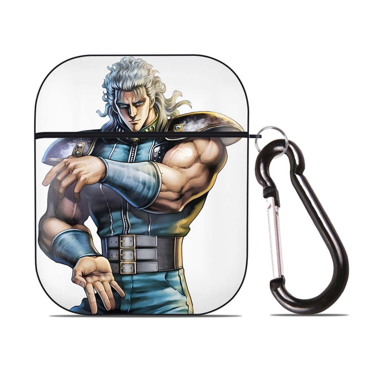 （画像用） 北斗の拳 Fist of the North Star AirPods 第2世代保護ケース ハードシェル ブラック 耐衝撃・防指紋・カラビナ付き