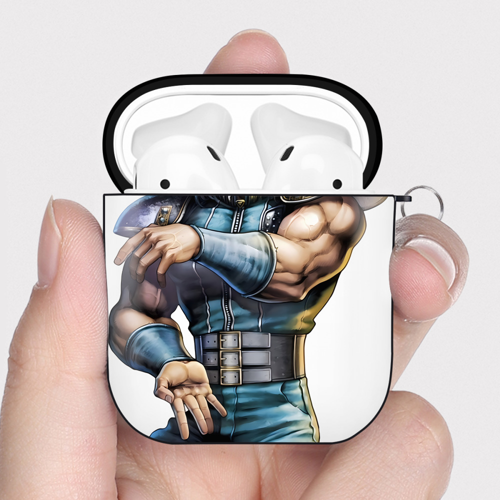 （画像用） 北斗の拳 Fist of the North Star AirPods 第2世代保護ケース ハードシェル ブラック 耐衝撃・防指紋・カラビナ付き