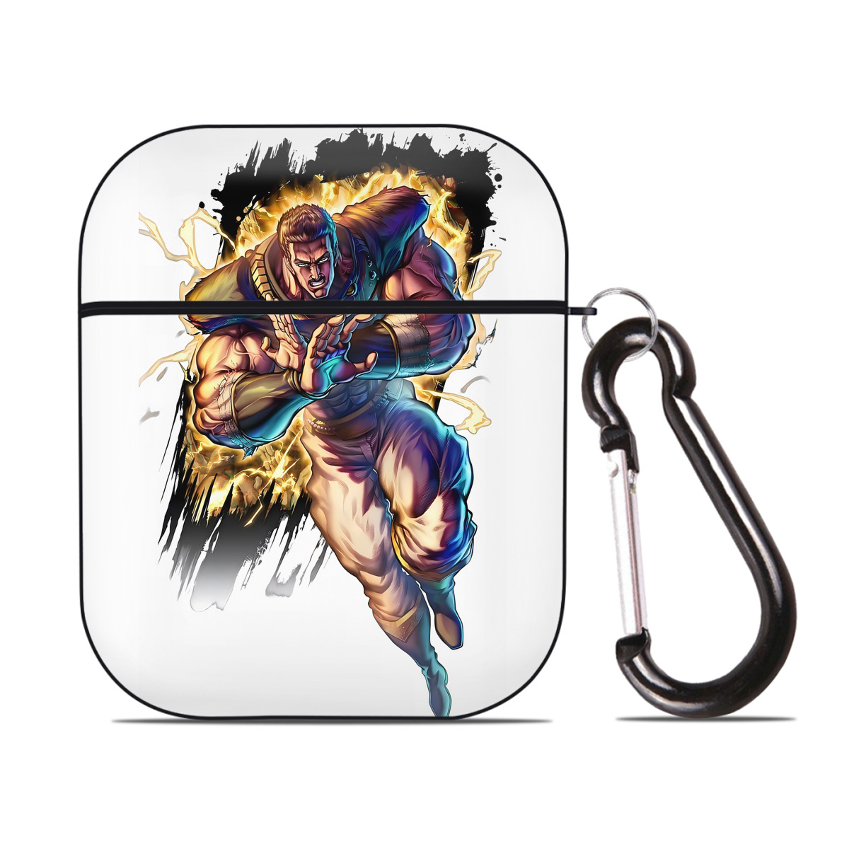 （画像用） 北斗の拳 Fist of the North Star AirPods 第2世代保護ケース ハードシェル ブラック 耐衝撃・防指紋・カラビナ付き