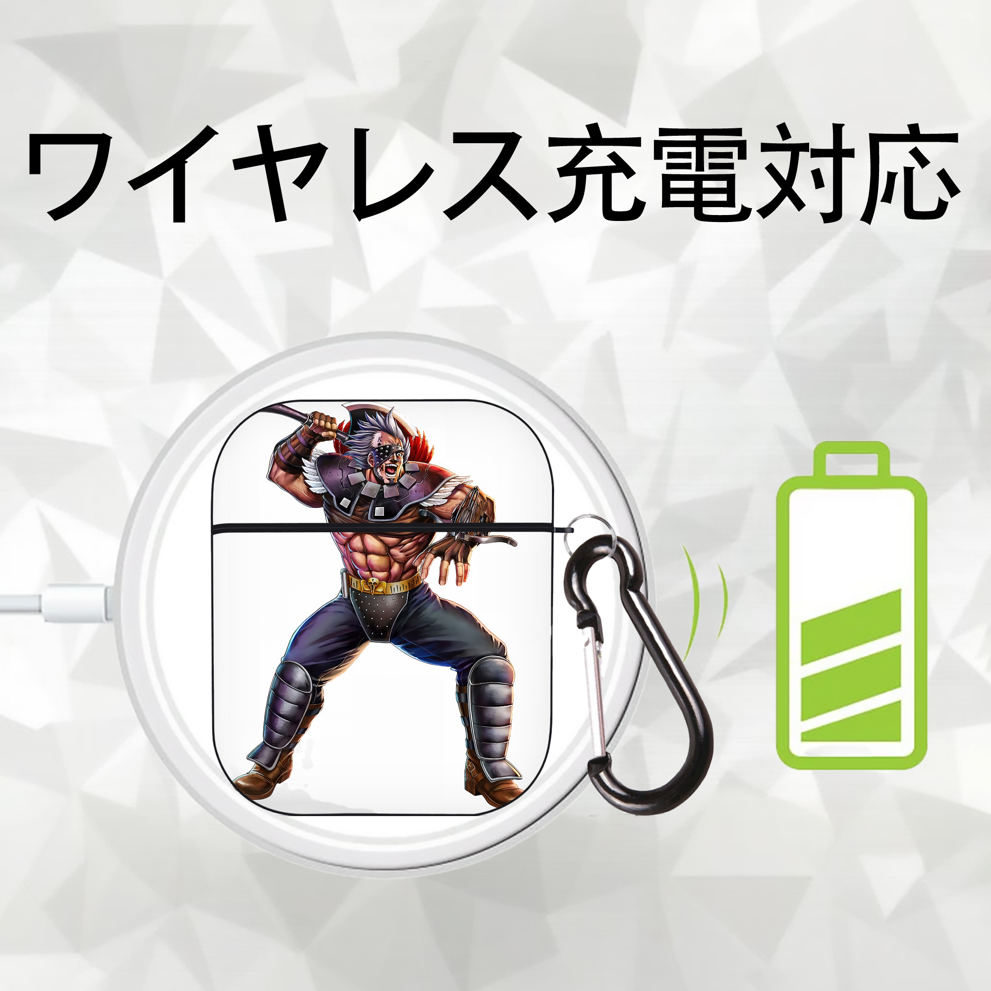 北斗の拳 Fist of the North Star AirPods 第2世代保護ケース ハードシェル ブラック 耐衝撃・防指紋・カラビナ付き