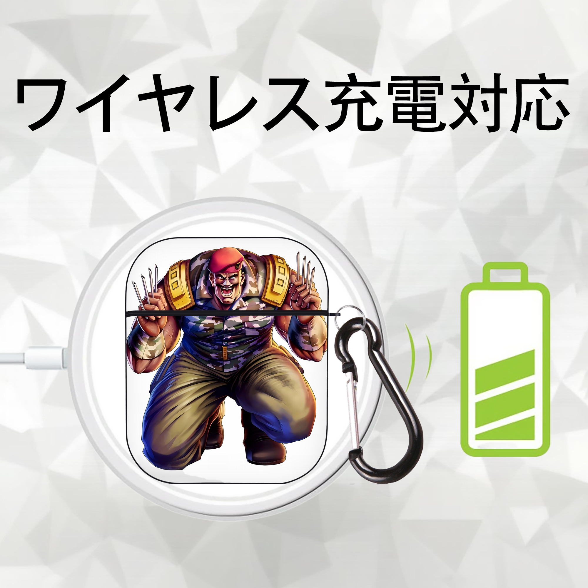 北斗の拳 Fist of the North Star AirPods 第2世代保護ケース ハードシェル ブラック 耐衝撃・防指紋・カラビナ付き