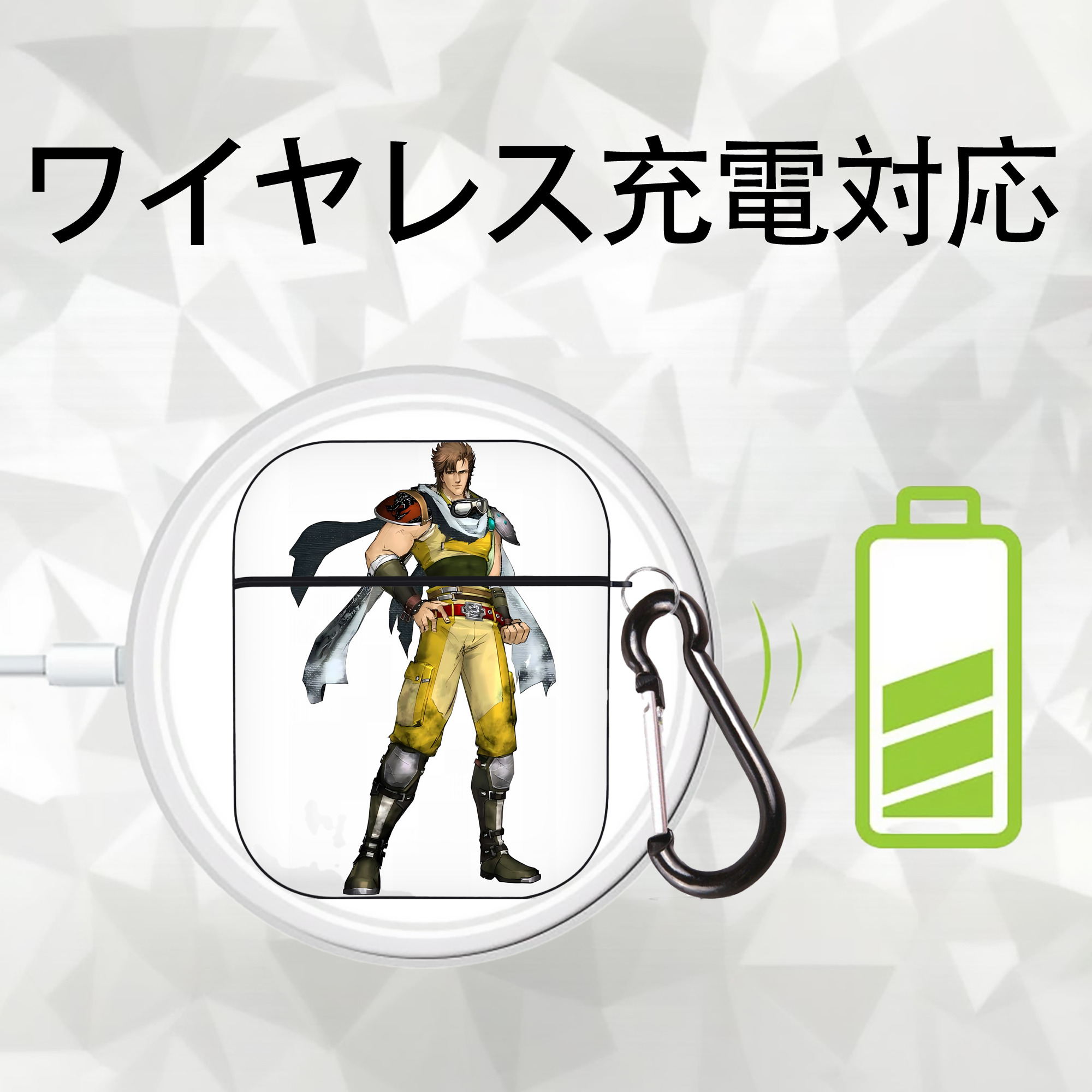 北斗の拳 Fist of the North Star AirPods 第2世代保護ケース ハードシェル ブラック 耐衝撃・防指紋・カラビナ付き