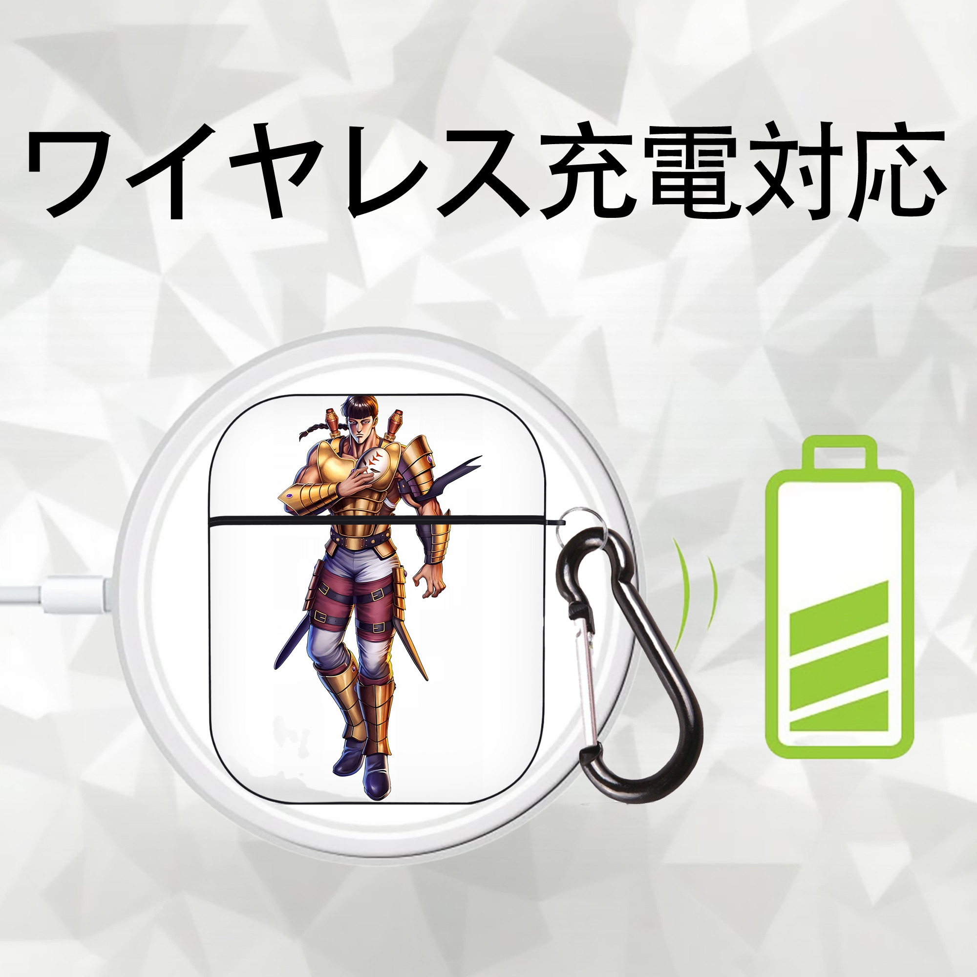 北斗の拳 Fist of the North Star AirPods 第2世代保護ケース ハードシェル ブラック 耐衝撃・防指紋・カラビナ付き